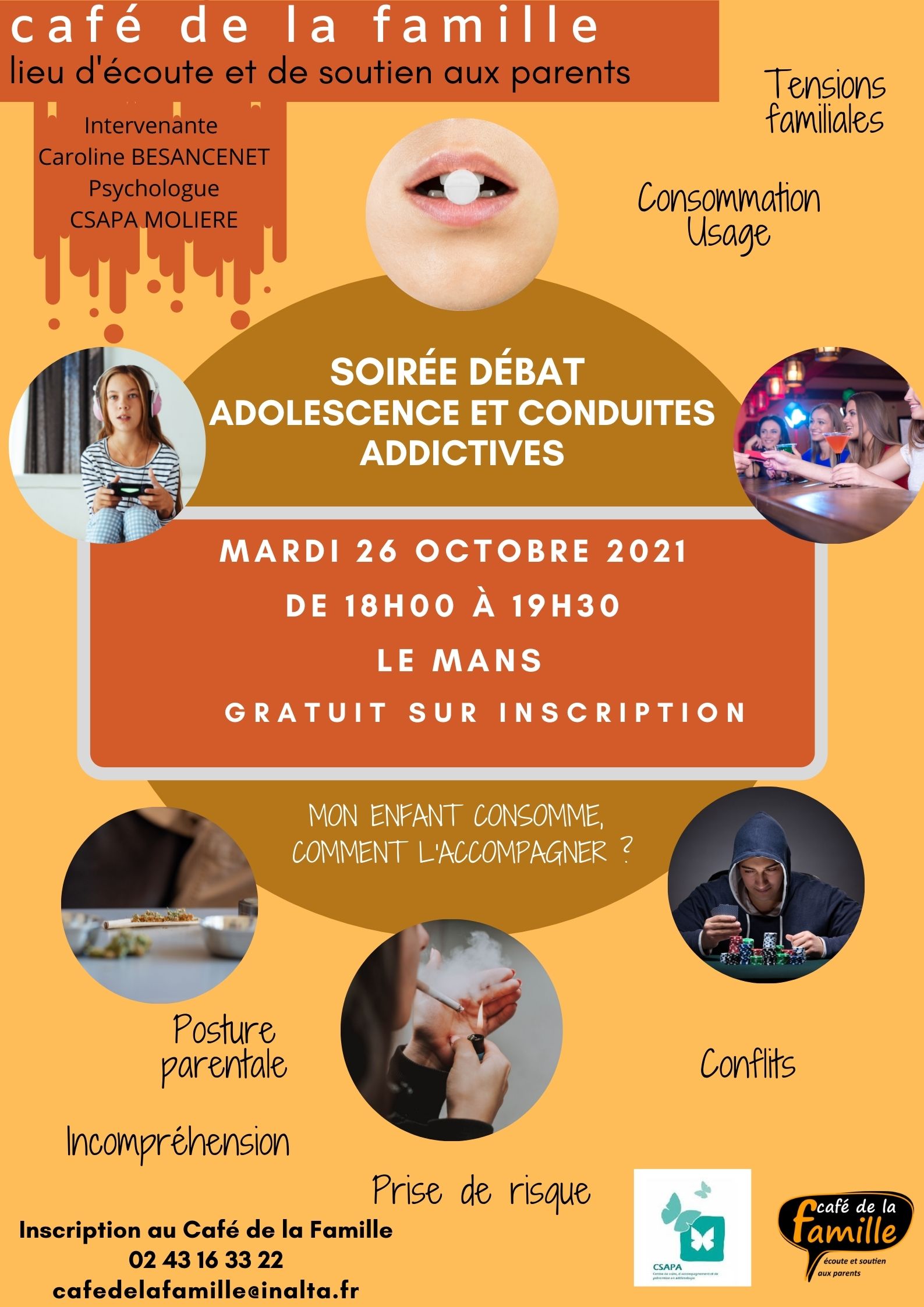 Soirée débat Adolescent et conduites addictives 26.10.2021